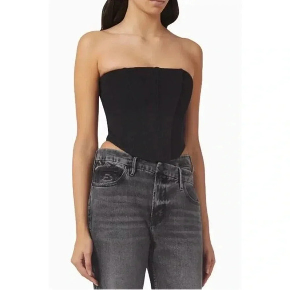 Good American Tops - Good American black knit corset crop top